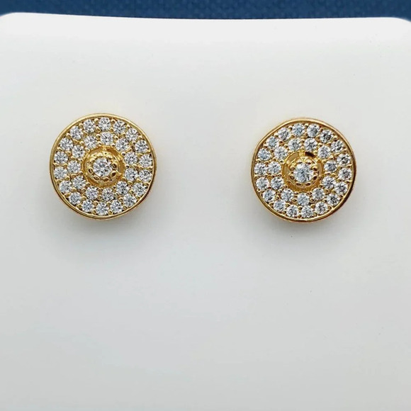 "14K Gold Plated Cubic Zircon Earrings, INUS1BR107 - Picture 1 of 10